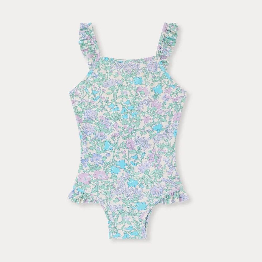 Bonpoint Floral Kids Swim One Piece - Blue and Purple